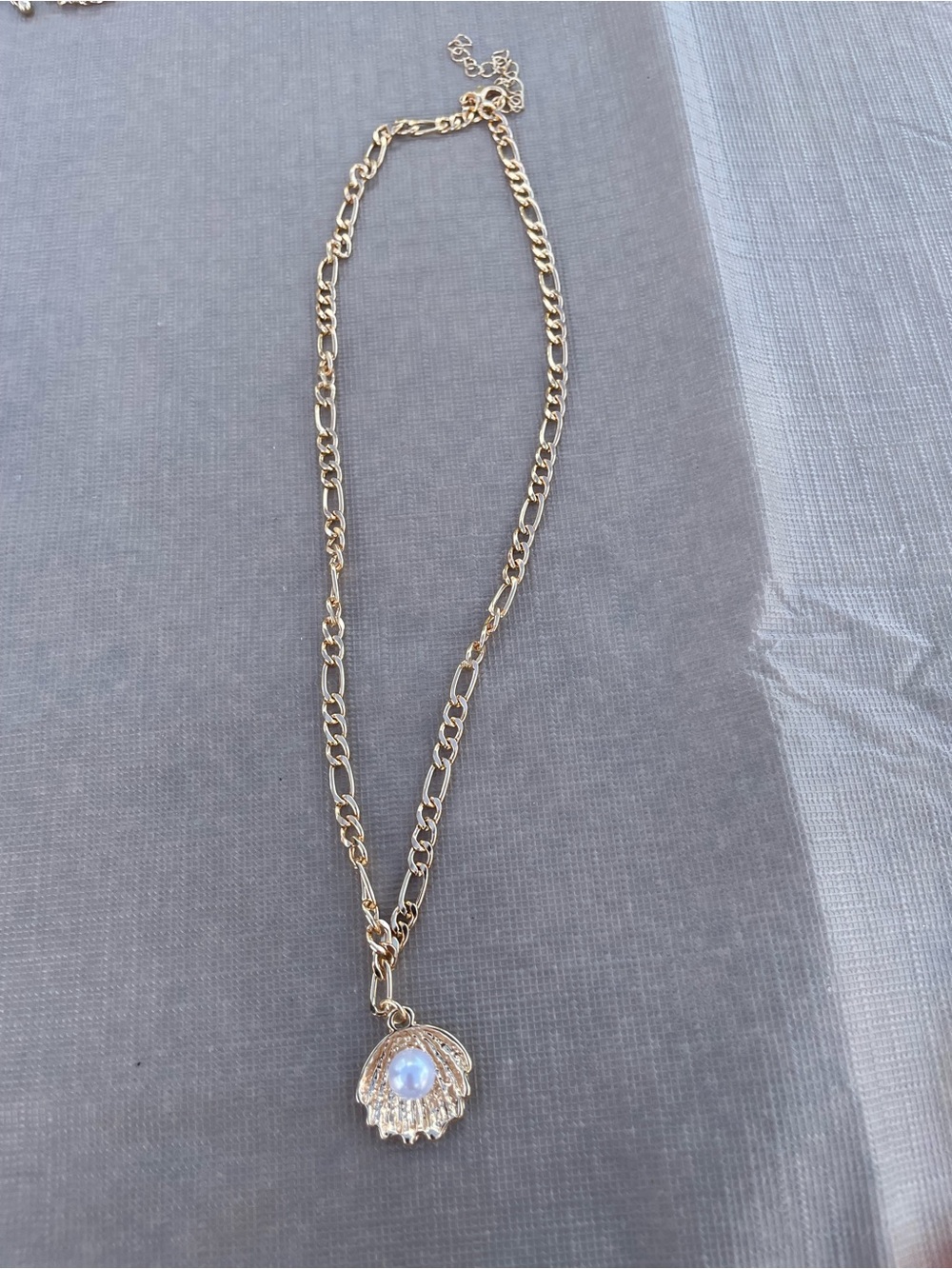 Gold Shell Pendant Necklace with Pearl Accent - Women Jewelry